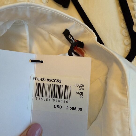 NWT Balmain Mini Shirt Dress Button Down Cotton Poplin White Sz 40 - Picture 2 of 9